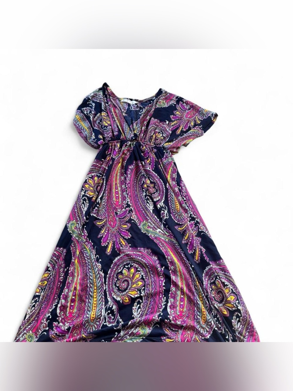 5th & Love purple, pink, and yellow paisley print dress